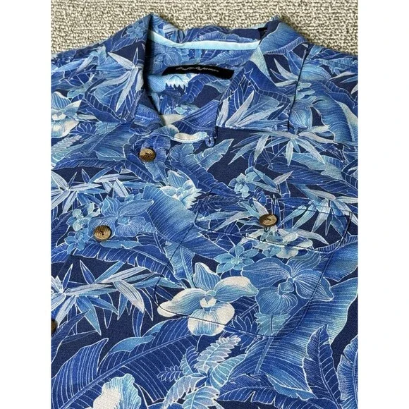 Tommy Bahama Island Zone Shirt Men’s L Blue Hawaiian Button Down Silk - Picture 2 of 7
